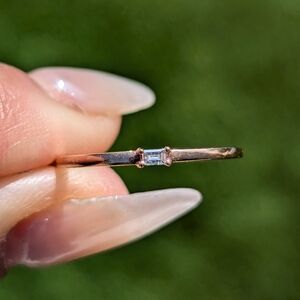 14K Rose Gold 1 Baguette Diamond Band